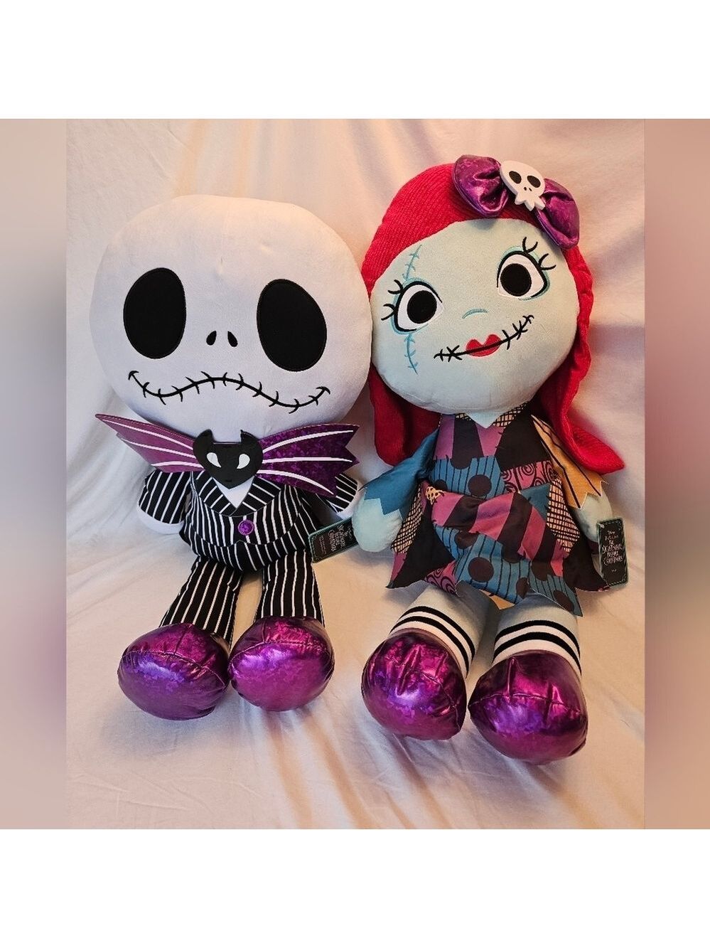 RARE! DISNEY Nightmare Before Christmas Jumbo Jack, Sally 30" Plush Set of 2 NWT